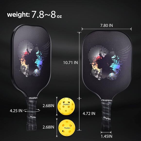 niupipo Pickleball Paddles Set of 2/4/1, USAPA Approved Graphite Carbon Fiber Pi - Picture 3 of 5